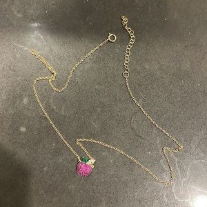 NWOT Apple gold plated silver necklace teacher adjustable